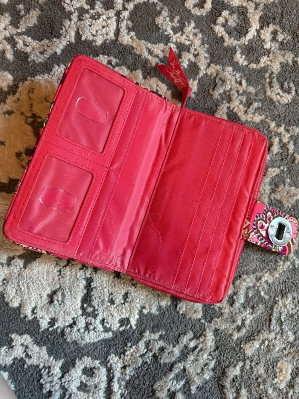 Vera Bradley Pink Floral Quilted Turn-Lock Wallet - Picture 3 of 5